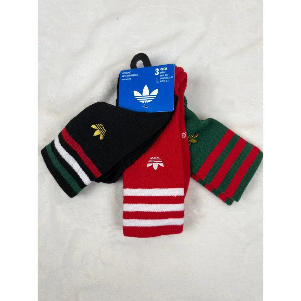 Adidas Originals U Mexico Roller 3 Pack Crew Socks Men 8-12 Multi Trefoil New
